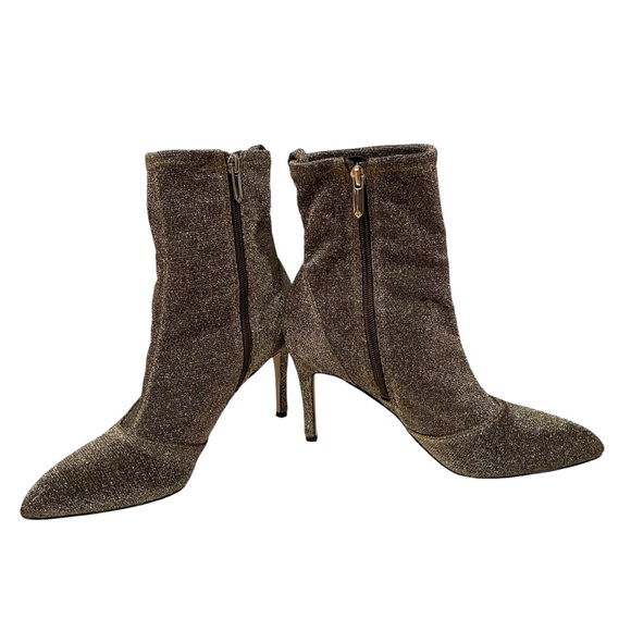 Sam Edelman Womens Side Zip Stiletto Metallic Knit Booties Gold Tone Size 7.5 - Picture 8 of 12